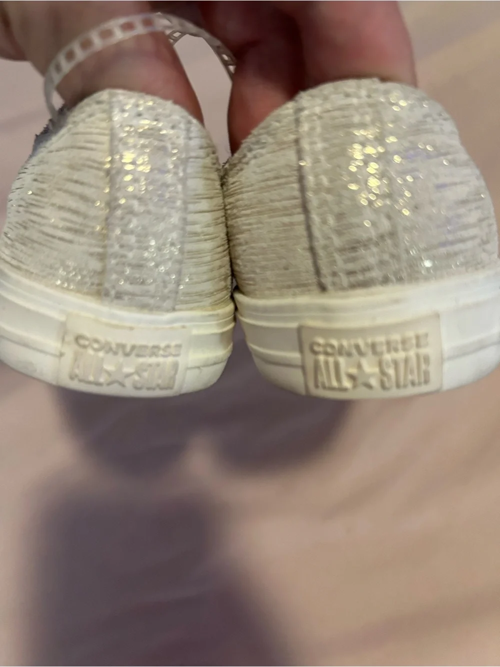 Converse Kids White Glitter Lace-Up Sneakers
